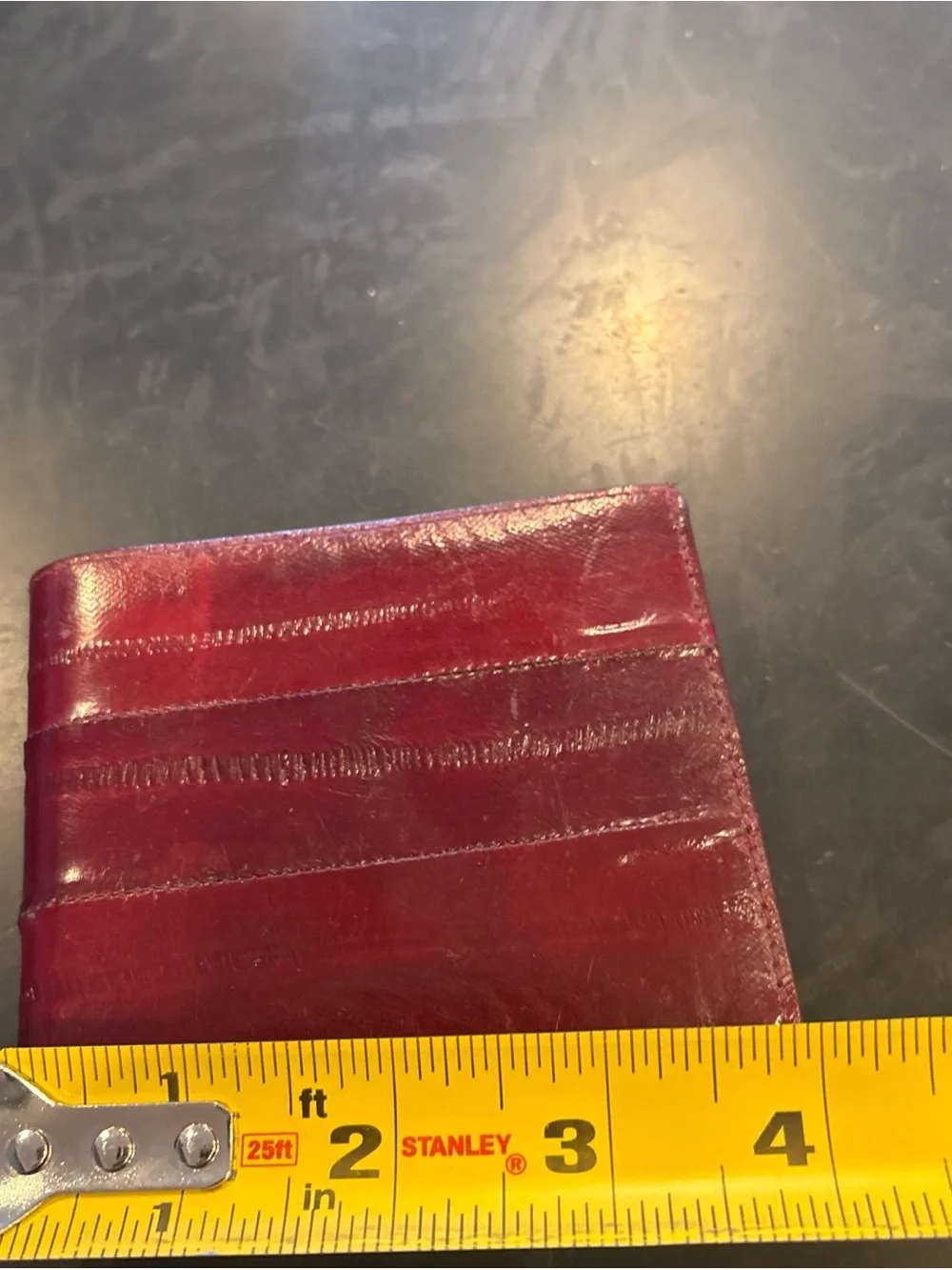 Vintage  Burgundy Leather Bifold Card Holder